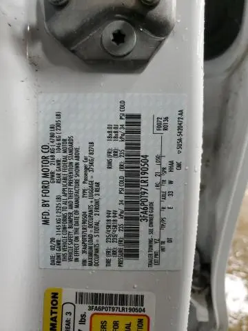2020 FORD FUSION SE  