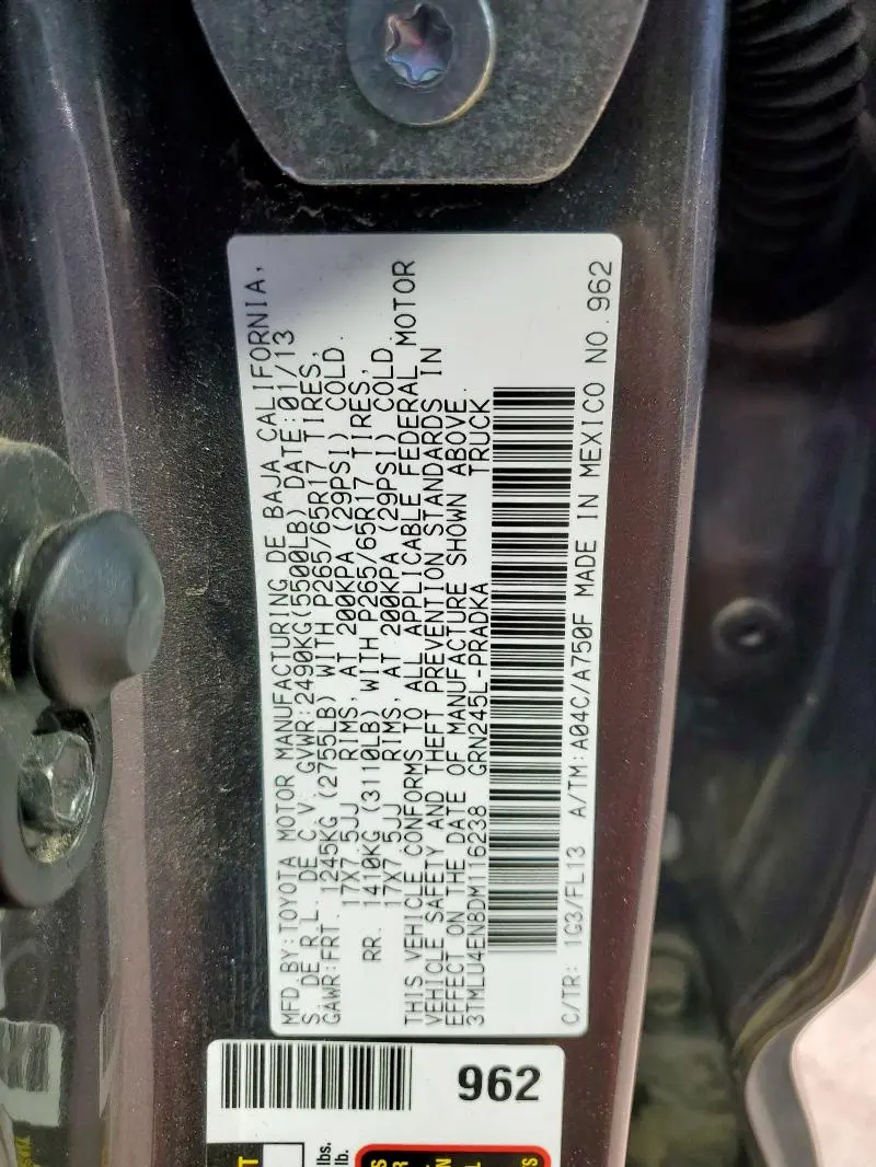 2013 TOYOTA TACOMA DOUBLE CAB  