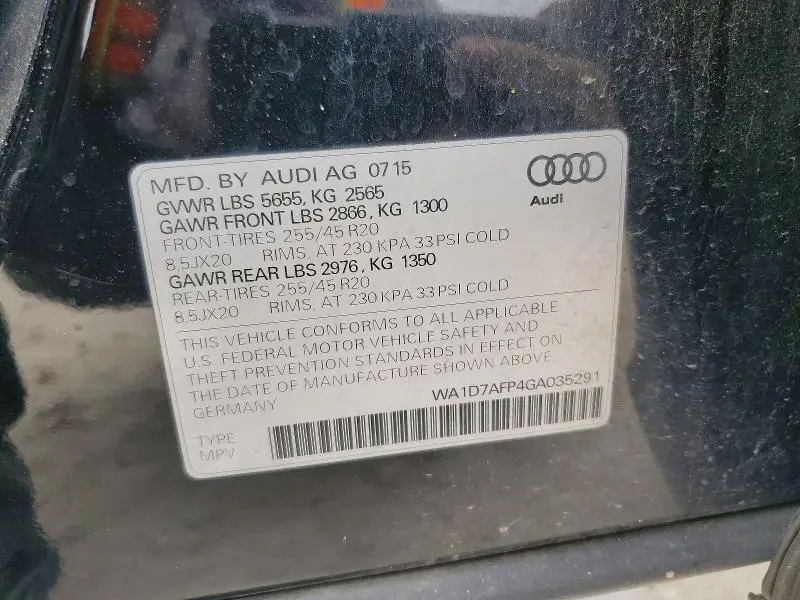 2016 AUDI Q5 PREMIUM PLUS S-LINE  