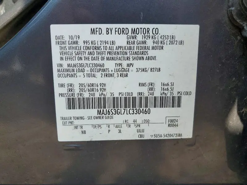 2020 FORD ECOSPORT SE  
