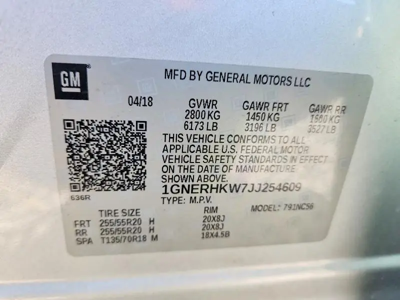 2018 CHEVROLET TRAVERSE LT  