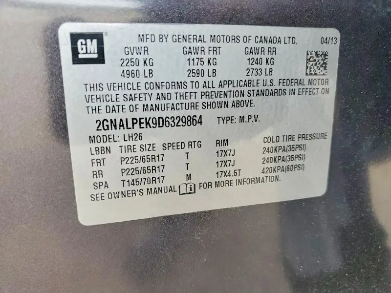 2013 CHEVROLET EQUINOX LT  