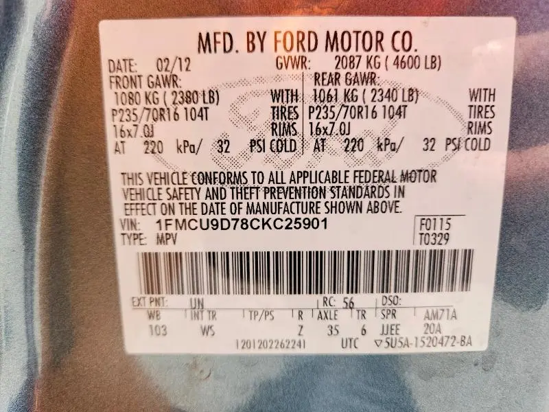 2012 FORD ESCAPE XLT  