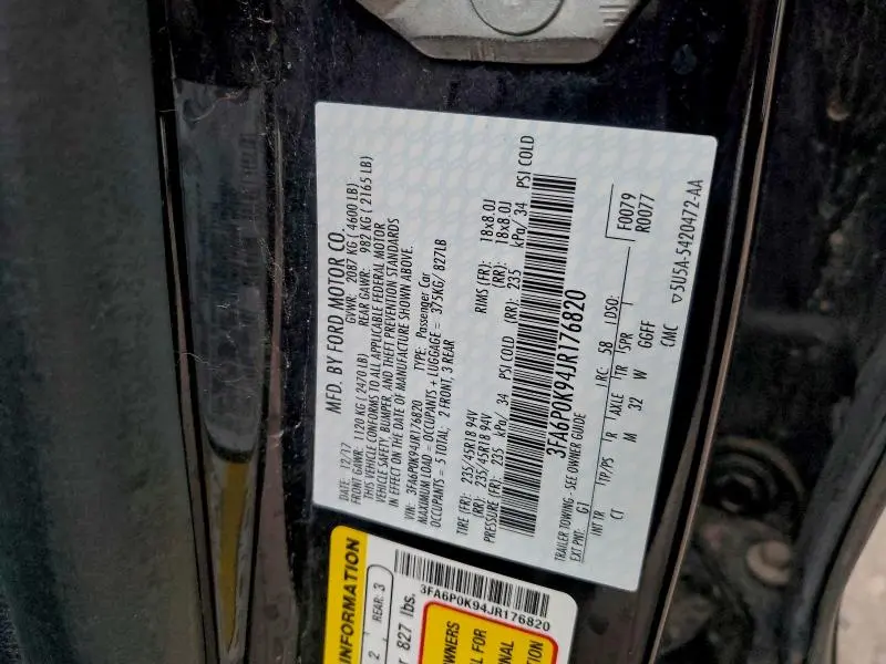 2018 FORD FUSION TITANIUM/PLATINUM  