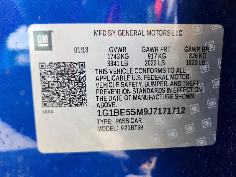 2018 CHEVROLET CRUZE LT  