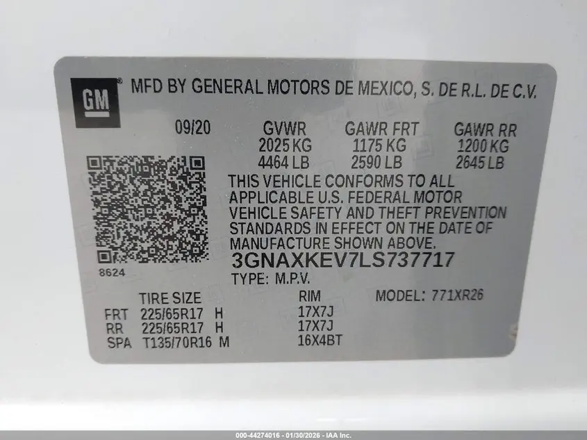 2020 CHEVROLET EQUINOX FWD LT 1.5L TURBO