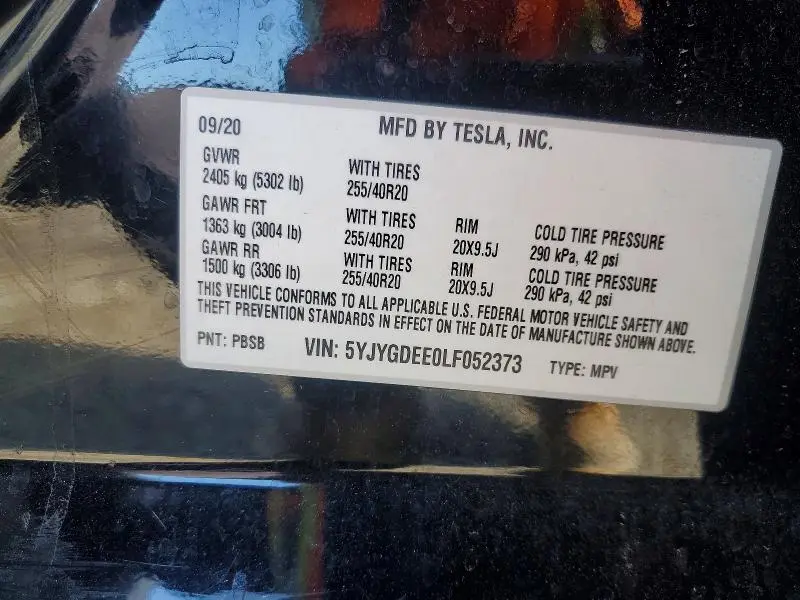 2020 TESLA MODEL Y   