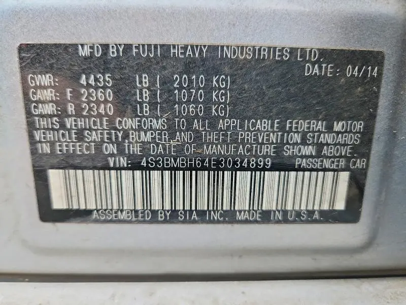 2014 SUBARU LEGACY 2.5I SPORT  