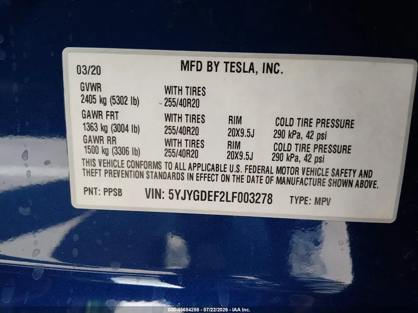 2020 TESLA MODEL Y LONG RANGE DUAL MOTOR ALL-WHEEL DRIVE/PERFORMANCE DUAL MOTOR ALL-WHEEL DRIVE