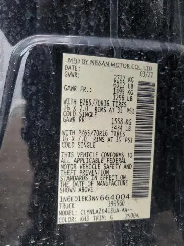 2022 NISSAN FRONTIER S  