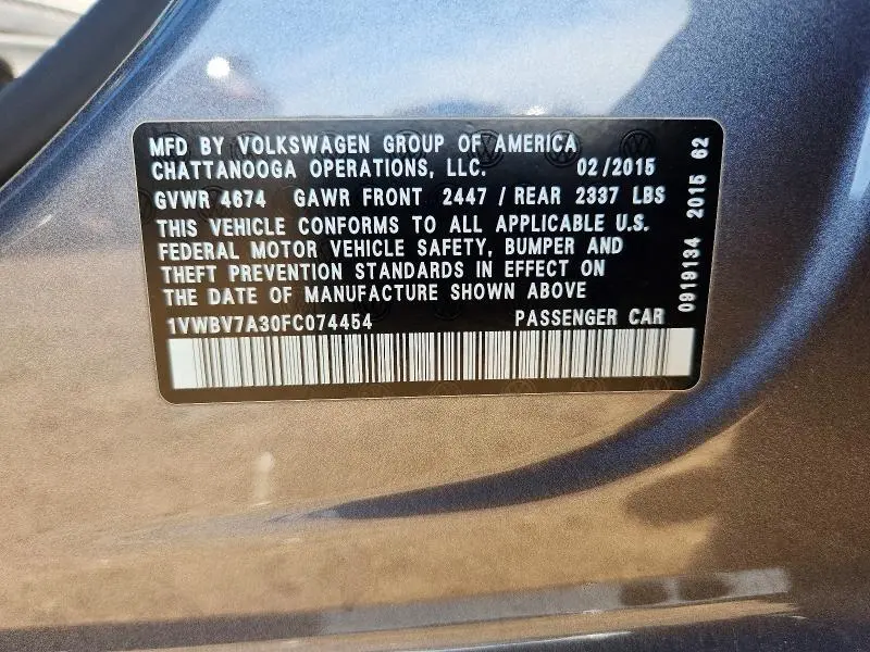 2015 VOLKSWAGEN PASSAT SE  