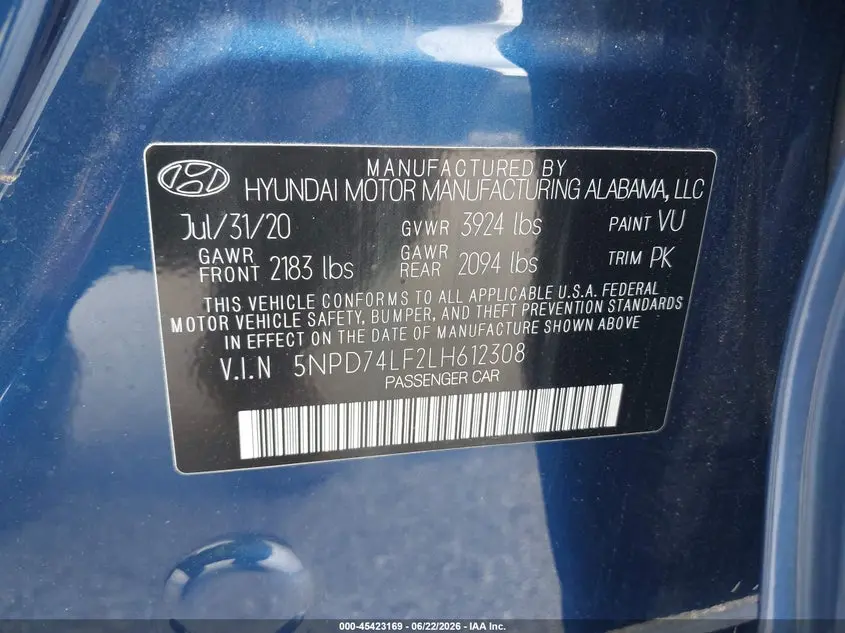 2020 HYUNDAI ELANTRA SE