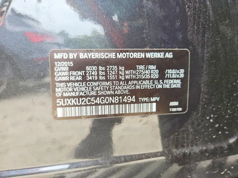 2016 BMW X6 XDRIVE35I  