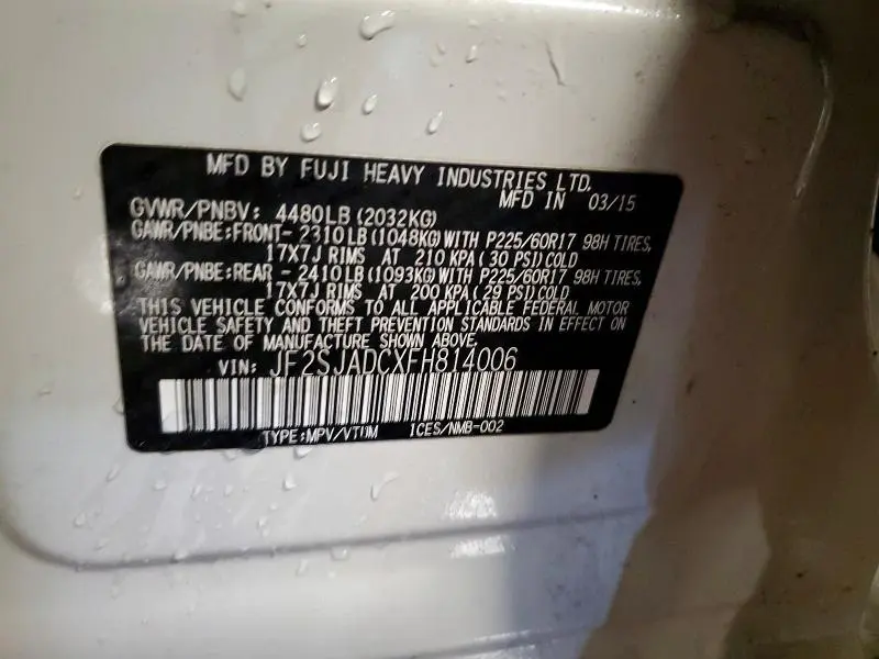 2015 SUBARU FORESTER 2.5I PREMIUM  