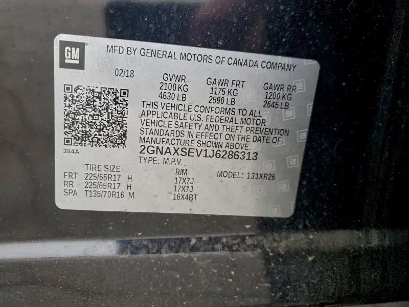 2018 CHEVROLET EQUINOX LT  