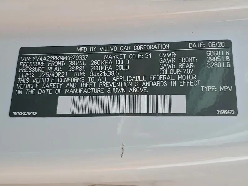 2021 VOLVO XC90 T6 MOMENTUM  