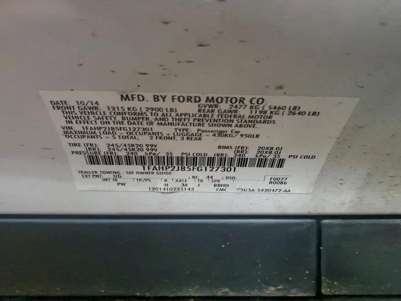 2015 FORD TAURUS LIMITED  