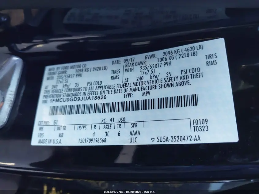 2018 FORD ESCAPE SE