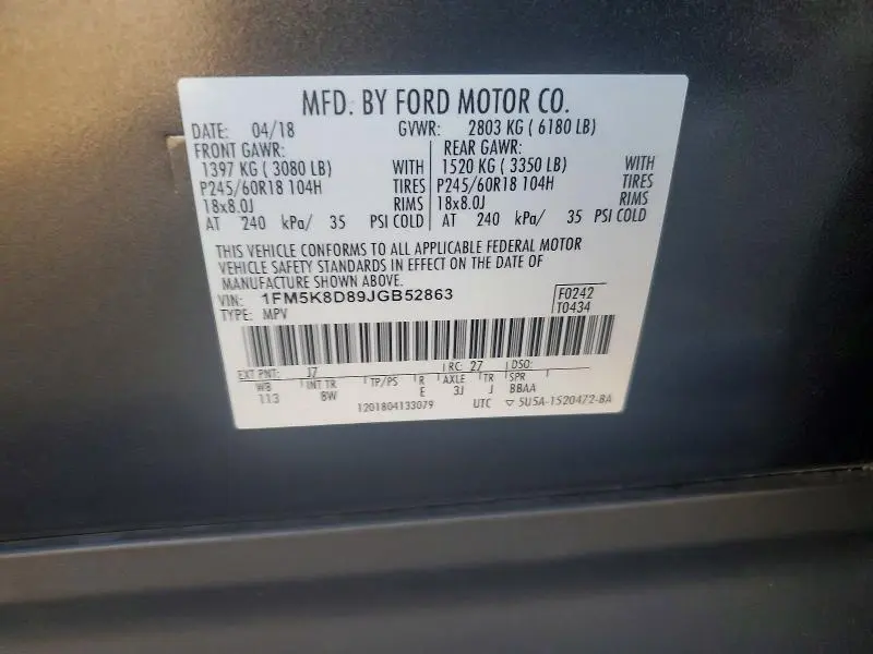 2018 FORD EXPLORER XLT  