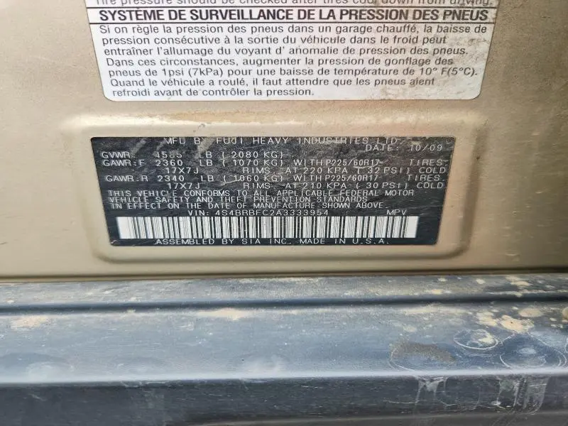 2010 SUBARU OUTBACK 2.5I PREMIUM  