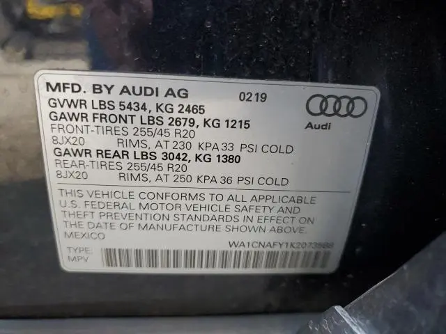 2019 AUDI Q5 PRESTIGE  