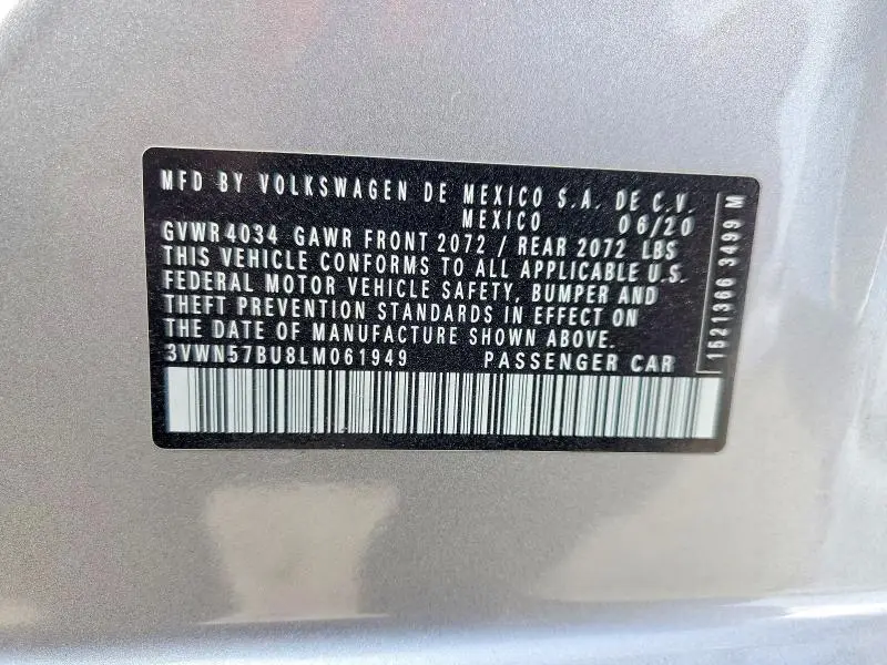2020 VOLKSWAGEN JETTA S  