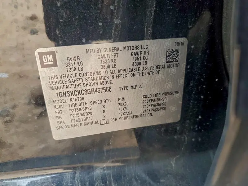 2016 CHEVROLET TAHOE K1500 LTZ  