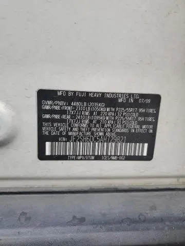 2010 SUBARU FORESTER 2.5X LIMITED  