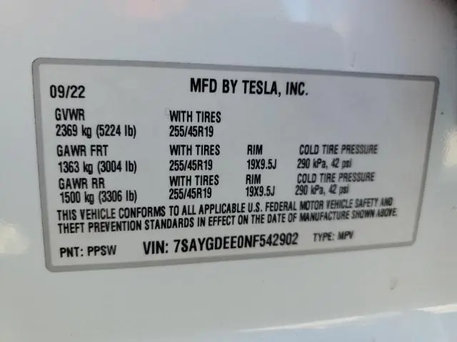 2022 TESLA MODEL Y