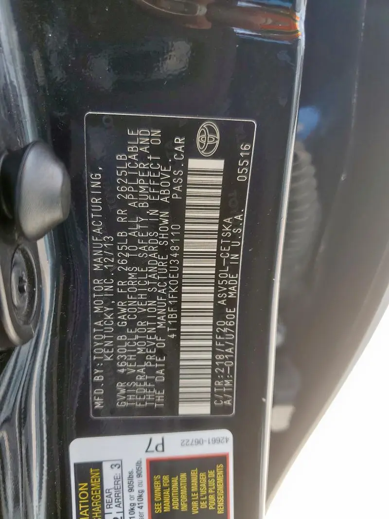 2014 TOYOTA CAMRY L  