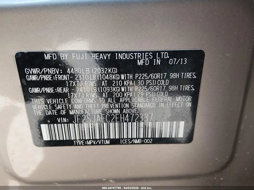 2014 SUBARU FORESTER 2.5I PREMIUM