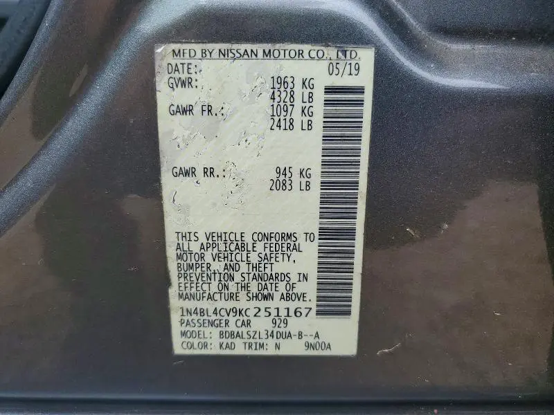 2019 NISSAN ALTIMA