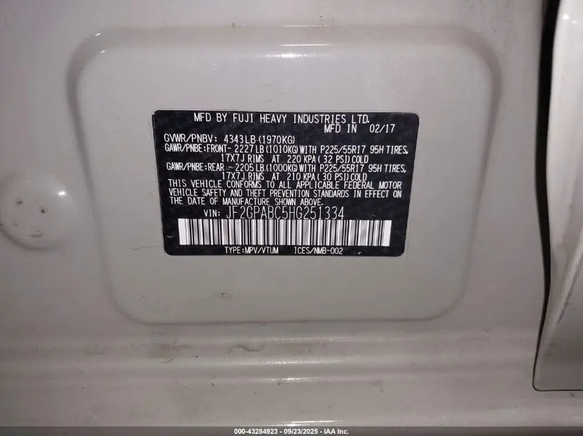 2017 SUBARU CROSSTREK 2.0I PREMIUM