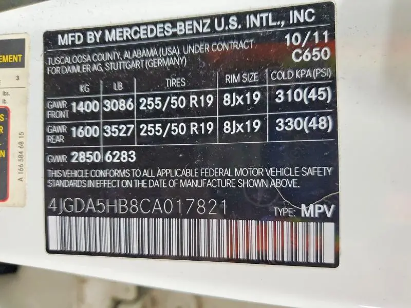 2012 MERCEDES-BENZ ML 350 4MATIC  