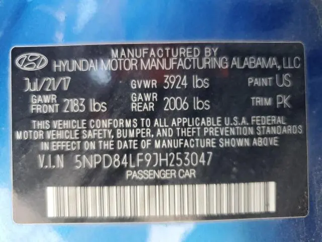 2018 HYUNDAI ELANTRA SEL  