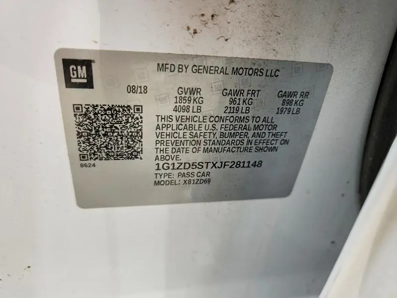 2018 CHEVROLET MALIBU LT  