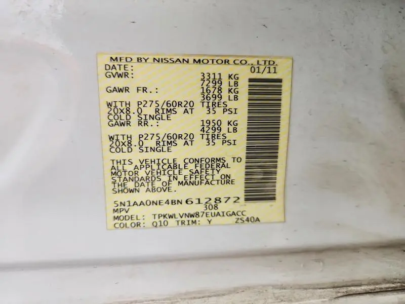 2011 NISSAN ARMADA PLATINUM  