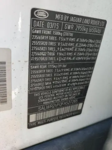 2015 LAND ROVER RANGE ROVER SPORT HSE  