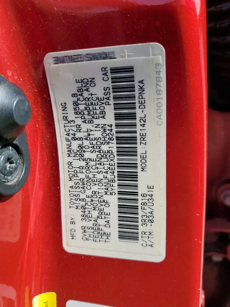 2013 TOYOTA COROLLA BASE  