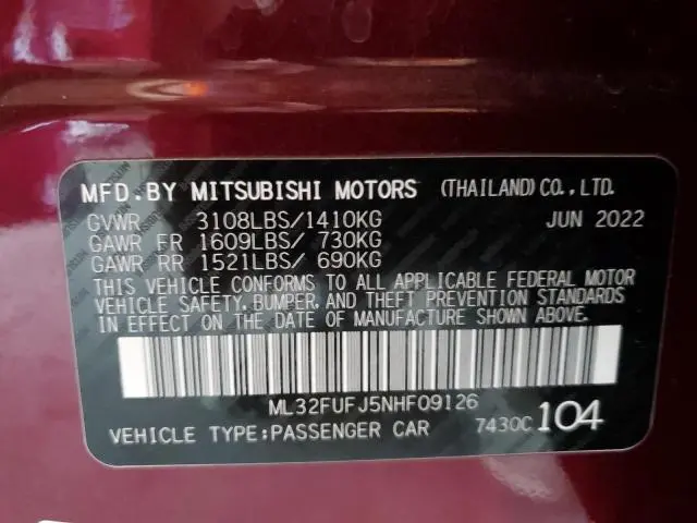 2022 MITSUBISHI MIRAGE G4 ES