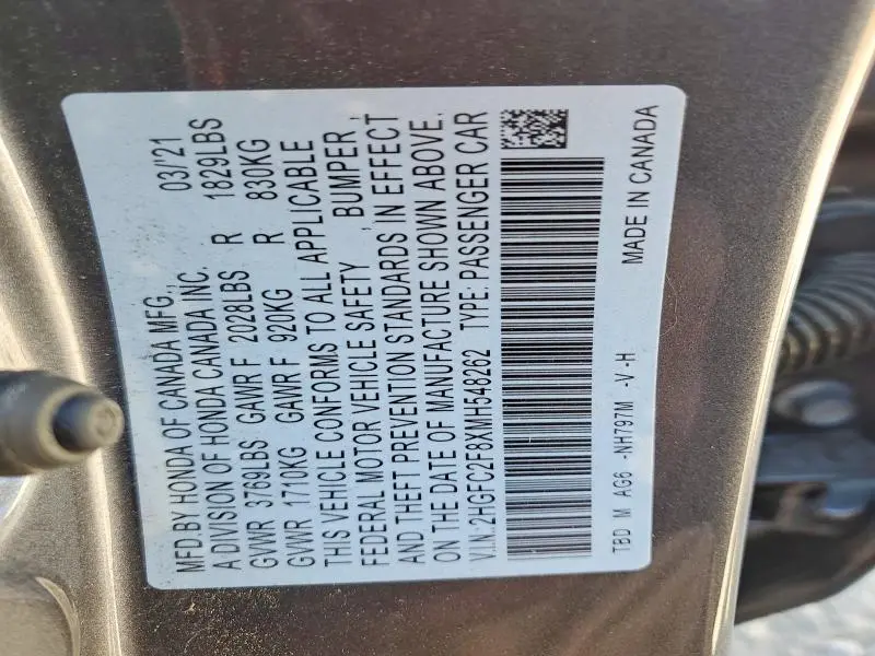 2021 HONDA CIVIC SPORT  