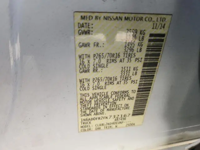 2015 NISSAN FRONTIER SV  