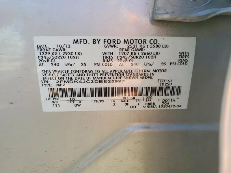2013 FORD EDGE SEL  