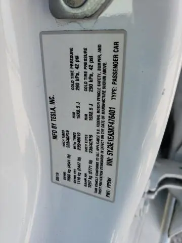 2019 TESLA MODEL 3 