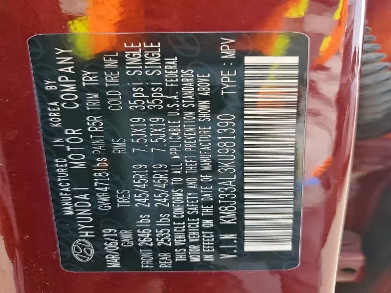 2019 HYUNDAI TUCSON LIMITED  