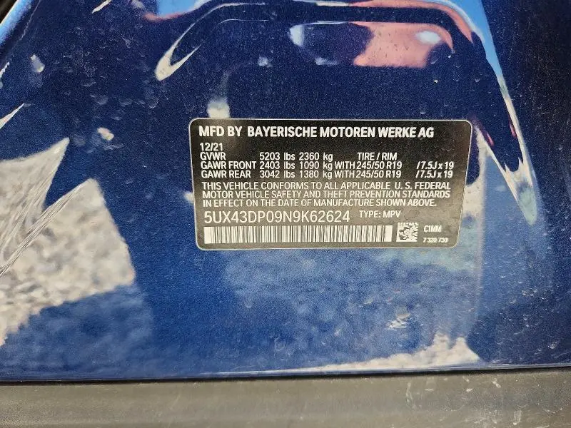 2022 BMW X3 SDRIVE30I  