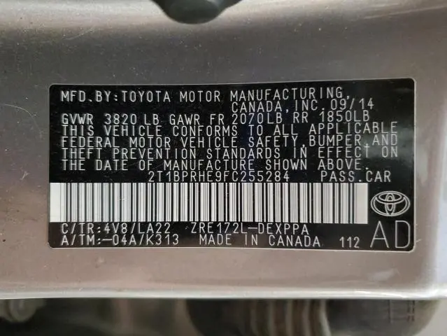 2015 TOYOTA COROLLA ECO  