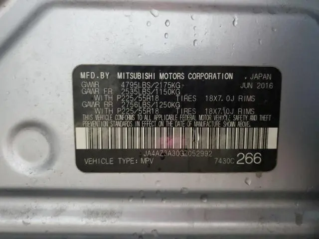 2016 MITSUBISHI OUTLANDER SE