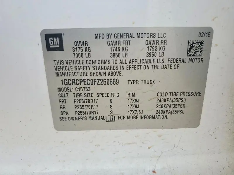 2015 CHEVROLET SILVERADO C1500  