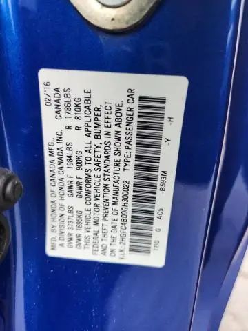 2016 HONDA CIVIC LX